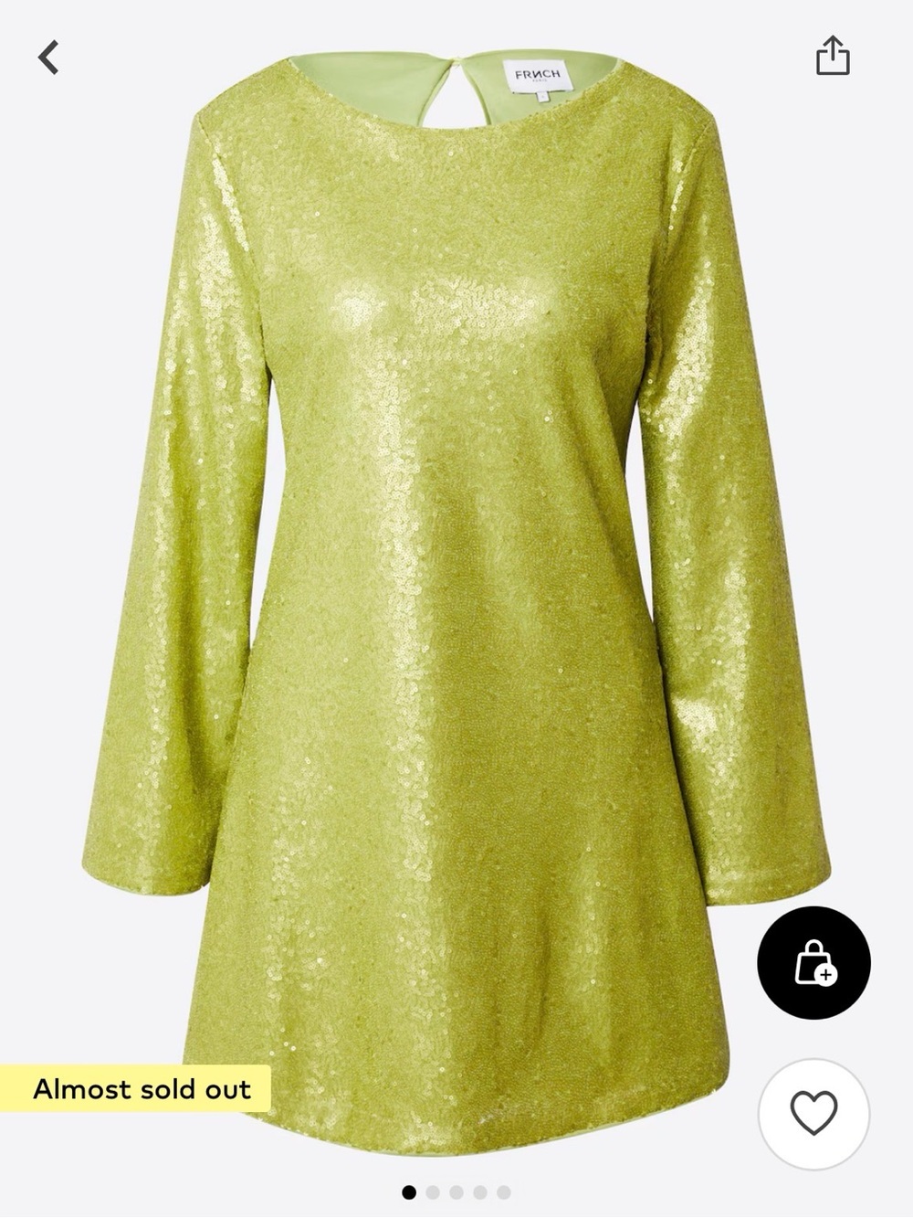 NWT!! FRNCH Lime Green Sequin A-Line Dress
